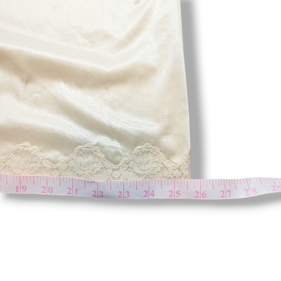 VTG EUC 70's Romantic Floral Lace Edge Trim Elastic Waist Half Slip Sz. S Ivory - Picture 7 of 7